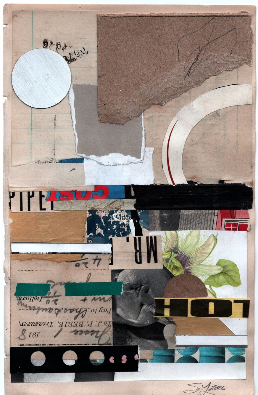Original Mixed Media Modern Art Collage "Matriherital" 5.75x9" Signed